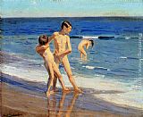 Boys At The Beach by Benito Rebolledo Correa